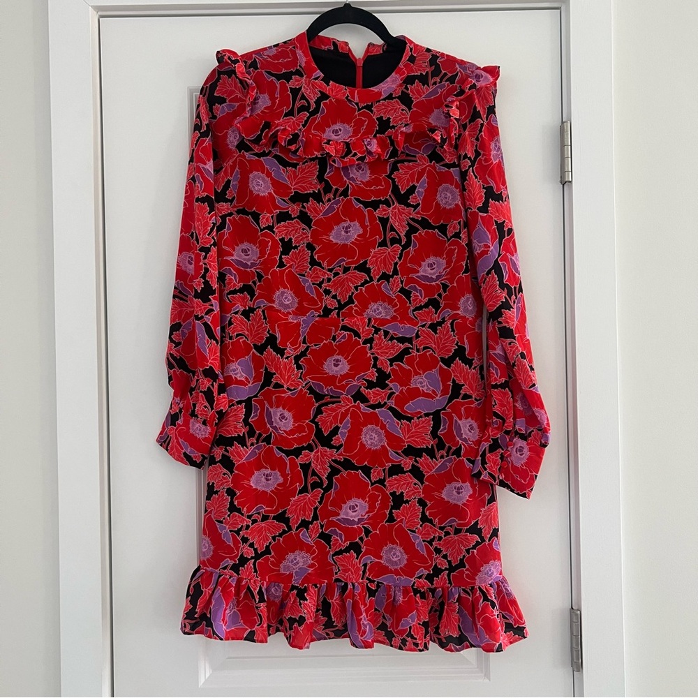 Red, Purple and Black Long Sleeve Dress